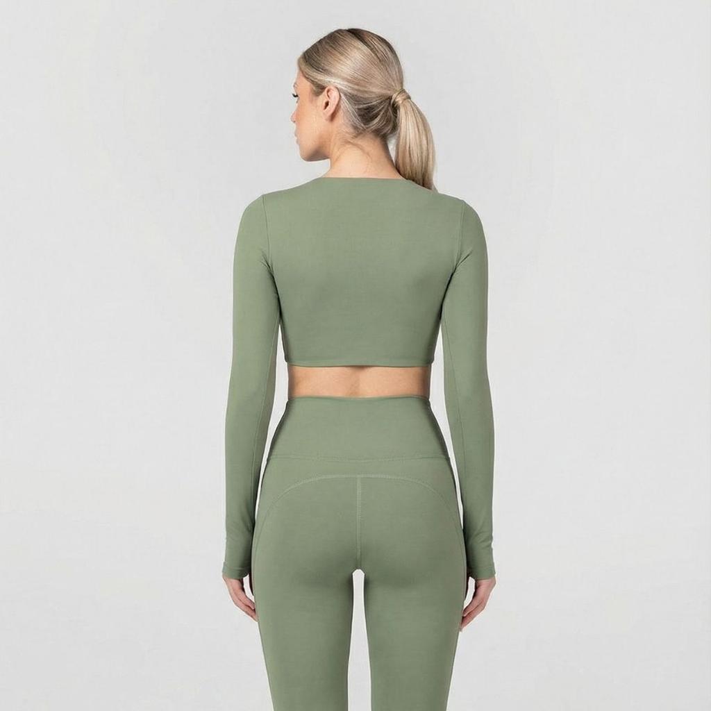 JYL Slim Padded Fake Two Piece Top Naked Running Yoga Set