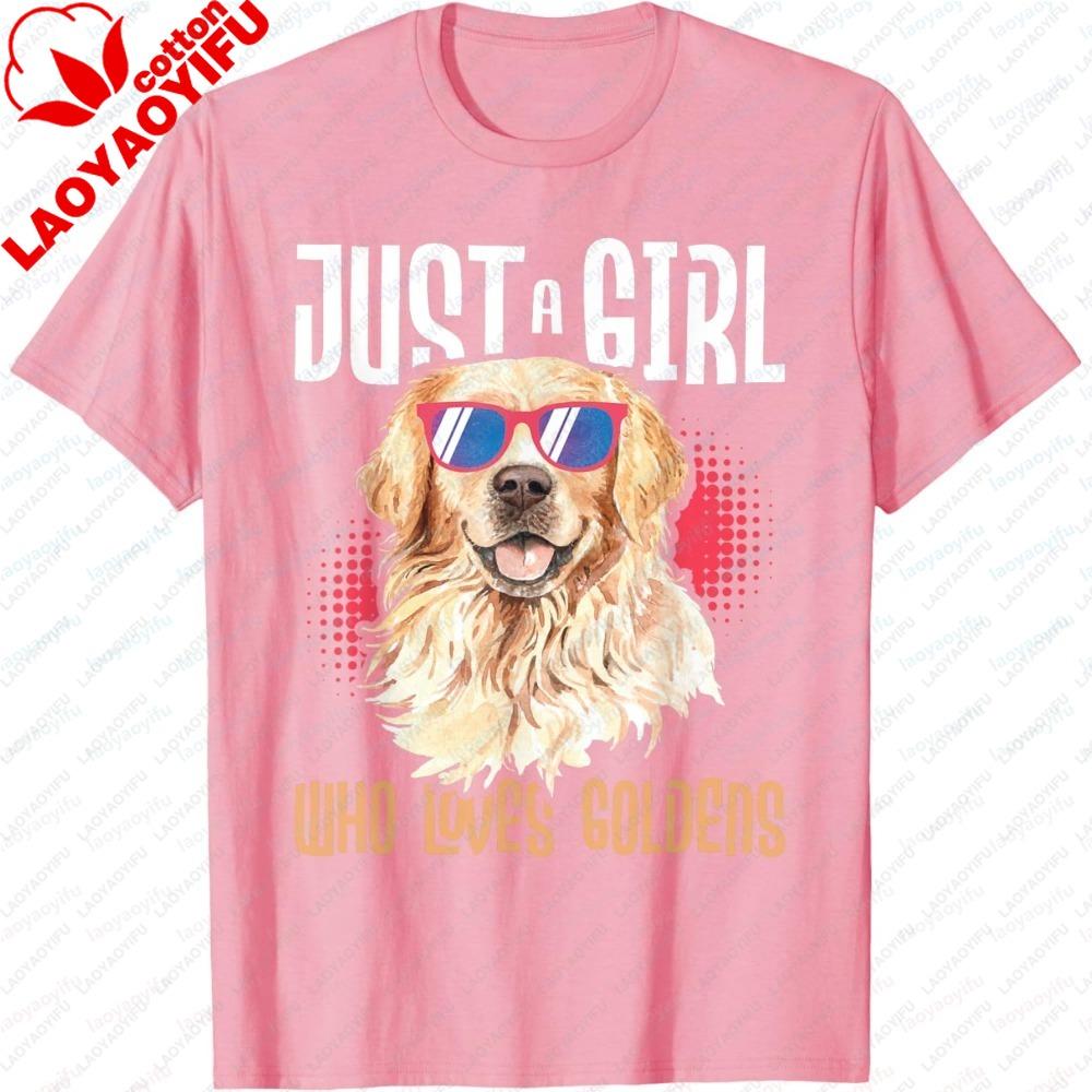 Summer Short Sleeve Unisex TShirt Fashion Just A Girl Who Loves Goldens Golden Retriever Dog Lover Pattern Comfortable Tee S