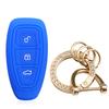 For Ford Focus MK3 MK4 Fiesta Ecosport Kuga Mondeo Silikon Nøkkelveske 3 Knapper Fjernkontroll Nøkkeldeksel Skall Fob Nøkkelringholder