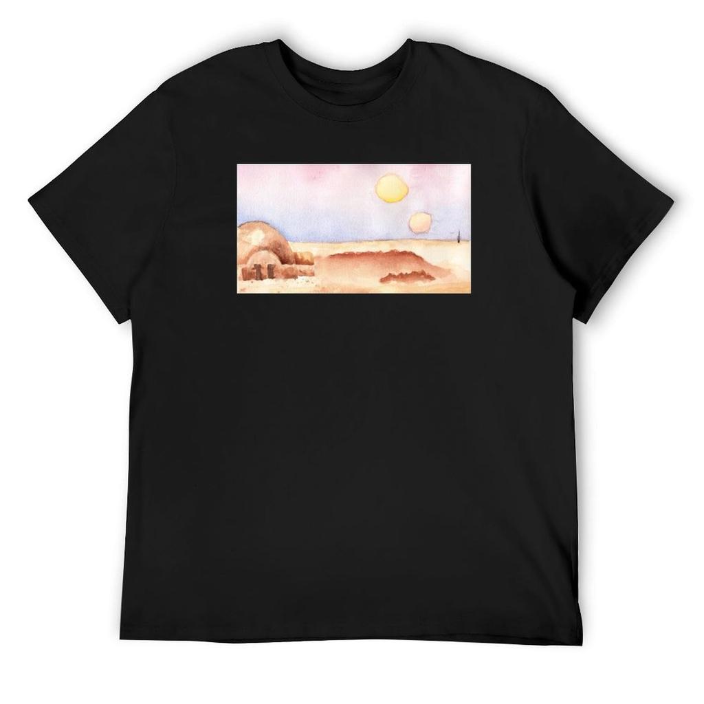 Tatooine Landscape T-Shirt Blue Archive Aesthetic Clothing Men T Shirts