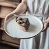 Plate Premium Solid Color Plate Water Ripple Steak Plate Sesame Glaze Flat Plate Ceramic Plate Large Plate