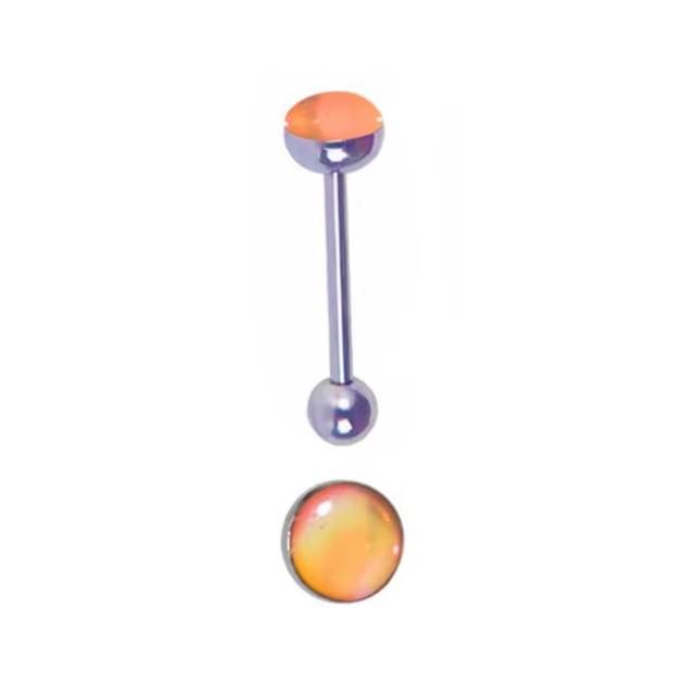 Gradient Flash Titanium Steel Tongue Ring with External Thread, 14G.