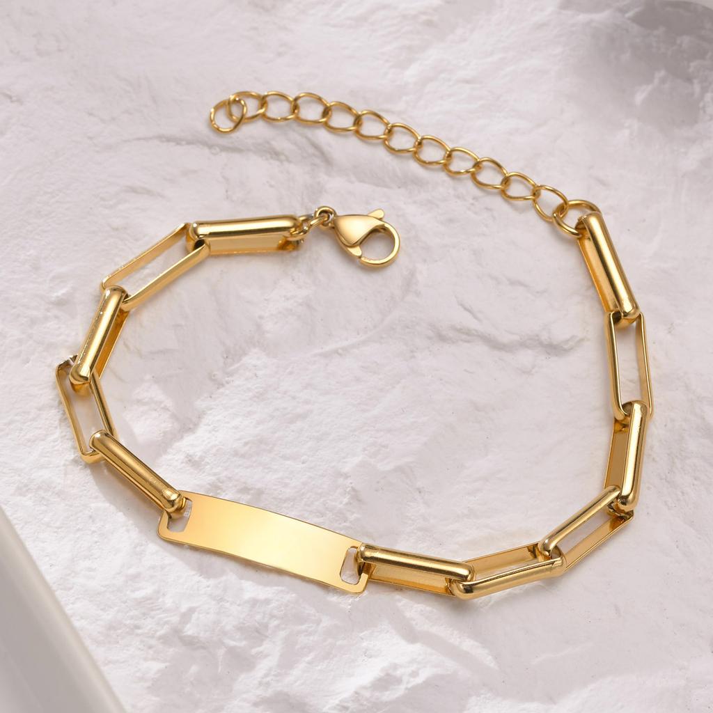 Extension Chain Stainless Steel Bracelet Ab Model, Chain White Rectangular Brand Gold Box Chain