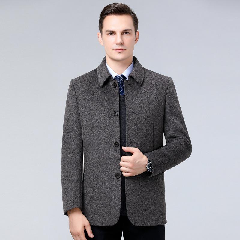 Men’s Double-Sided Wool Coat: Slim Fit, Cashmere Overcoat, Business Style for Autumn/Winter.