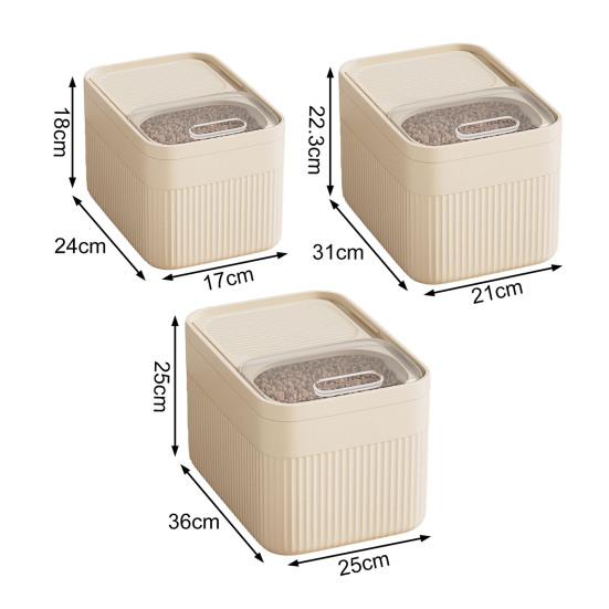 Grain Storage Barrel with Built-in Measuring Cup Clear Cover Large Capacity Wide Mouth Airtight Pet Food Container