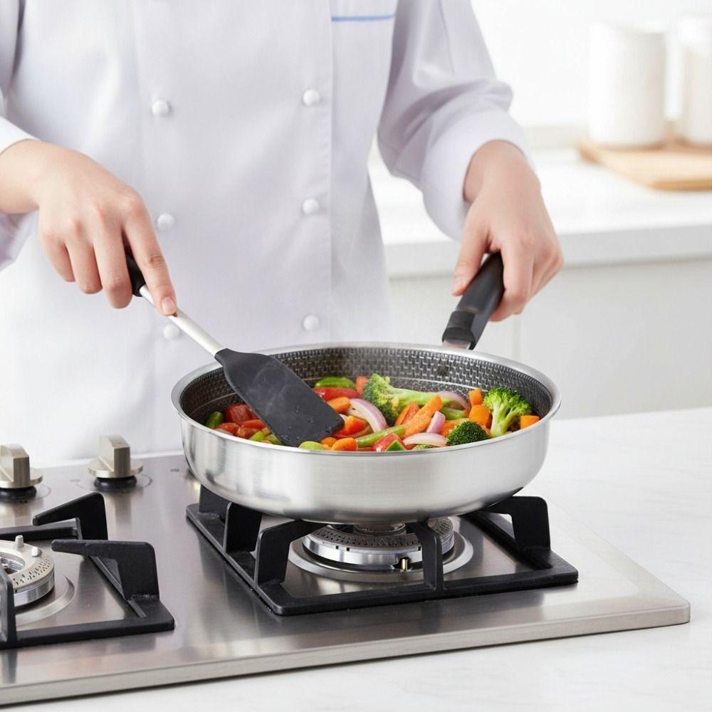 Fast Heat Stainless Steel Frying Pan Honeycomb Pattern Cooking Skillet Kitchen Cookware