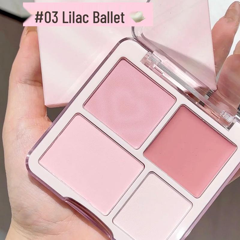 Korean Atmosphere: Four-Color Blush & Highlight Palette for Contour and Brightening