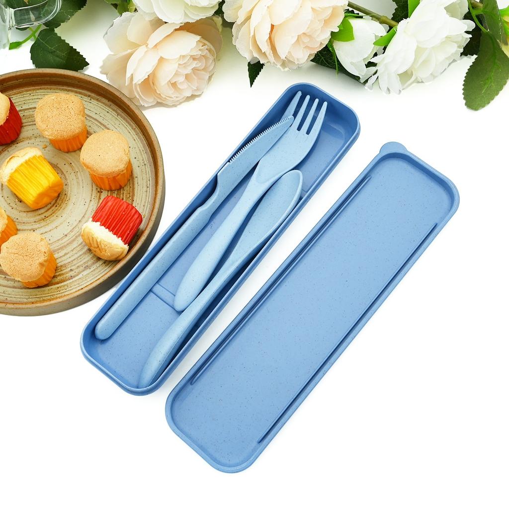 Přenosná cestovní sada příborů Pšeničný nůž Vidlička Lžíce S cestovním boxem na nádobí Kancelářský pracovník Student Příbory BBQ Stolní sada