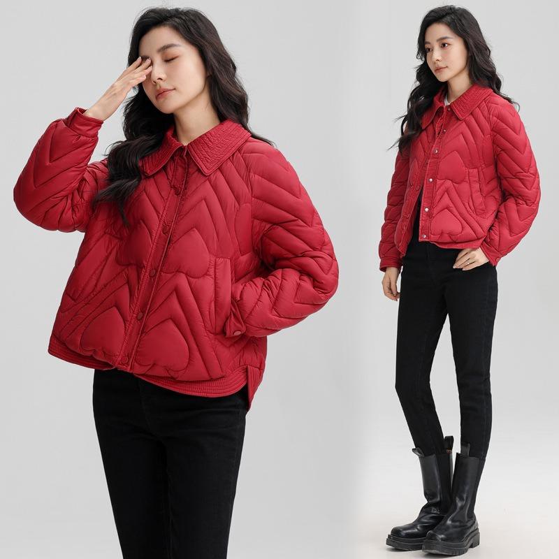 Real winter new product small cotton-padded clothes lapel temperament light and thin short thin down cotton-padded clothes