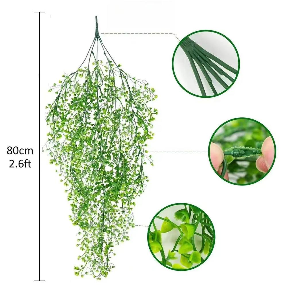 2Pcs 55CM Artificial Plants Vine Hanging Leaves Vines for Home Room Decor Garden Wedding Decoration Outdoor Decor Fake Plant