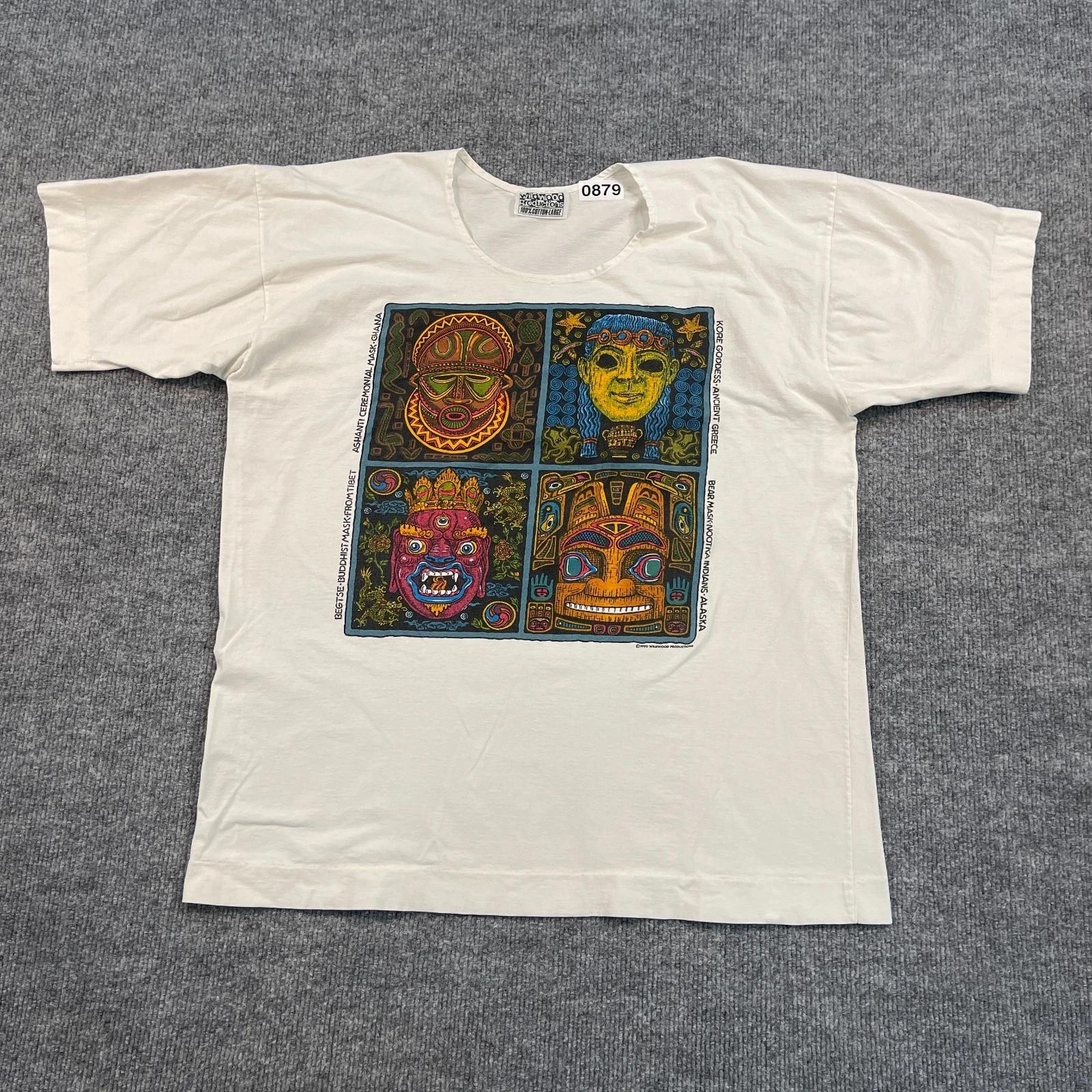 

Vintage 1990 Wildwood-Production Ancient Ceremonial Mask Large 21x25 White 3XL