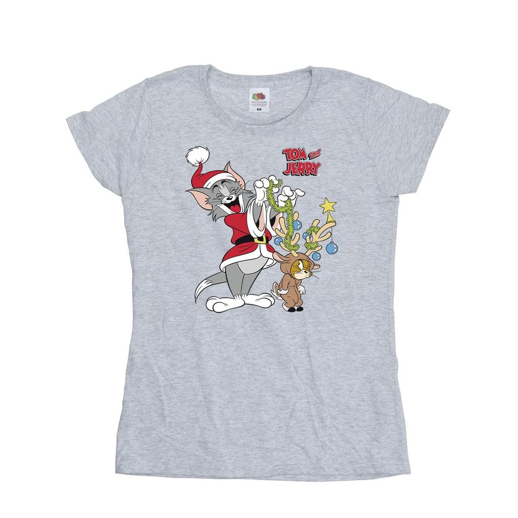 Tom & Jerry Womens/Ladies Christmas Reindeer Cotton T-Shirt