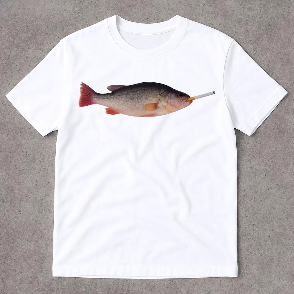 I Love Fish T-Shirt Retro Fishing Shirt Bass Fishing T-Shirt Funny Fishing Shirt Stupid Meme Shirt Brain Rot Women Y2k Clothing