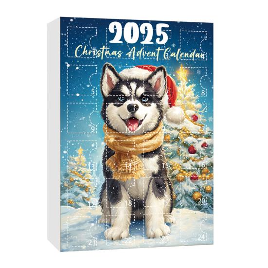 Dog Advent Calendar 2025 24Pcs 2D Dog Breeds Ornaments for Tree