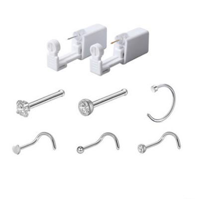 Unidade de Piercing de Nariz Descartável Estéril Brinco Kit Conjunto Ferramenta Pistola
