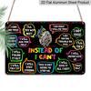 2D Flach, 1 Stück "Statt Ich kann nicht" Growth Mindset Eule Aluminiumschild, 12"×8" - Bunte Positive Affirmationen Plakette - Aluminium Wandbehang für