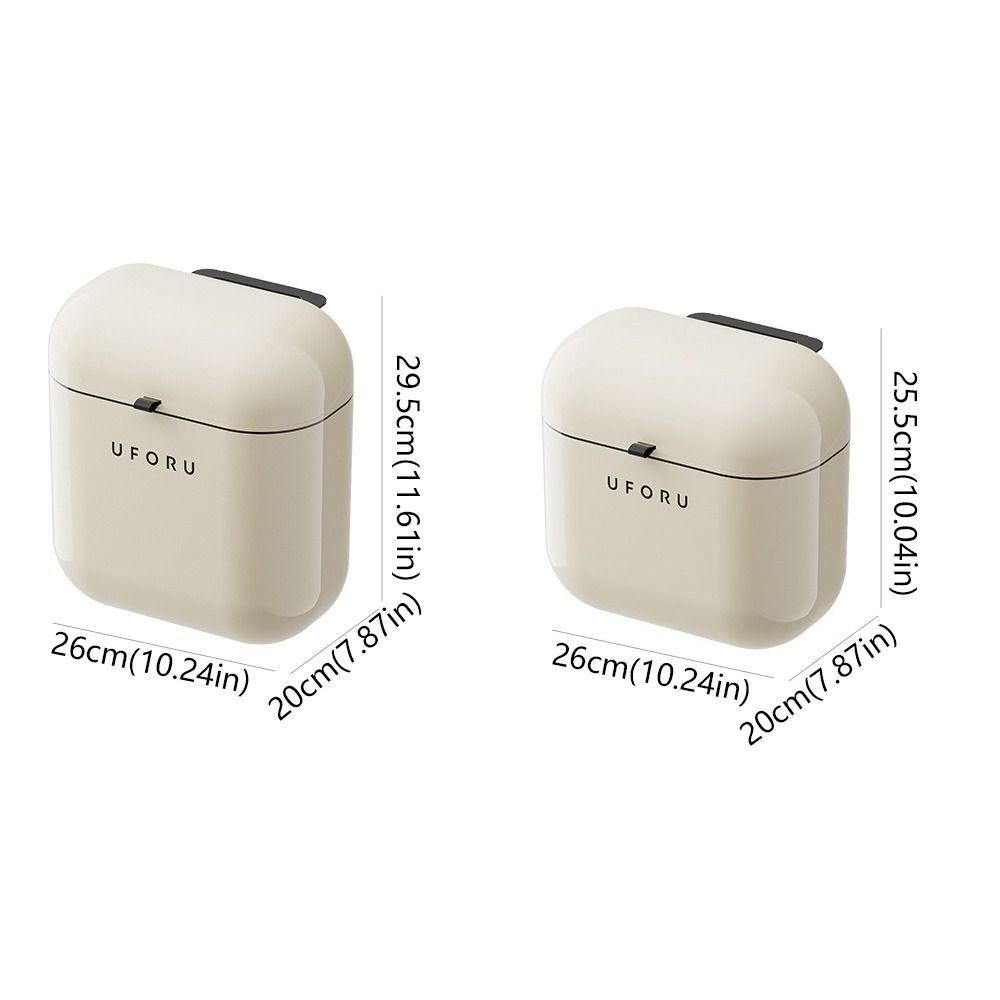 9L/12L Capacity Kitchen Trash Can Cream Colored Garbage Bin Space-Saving Waste Bin  Home Office