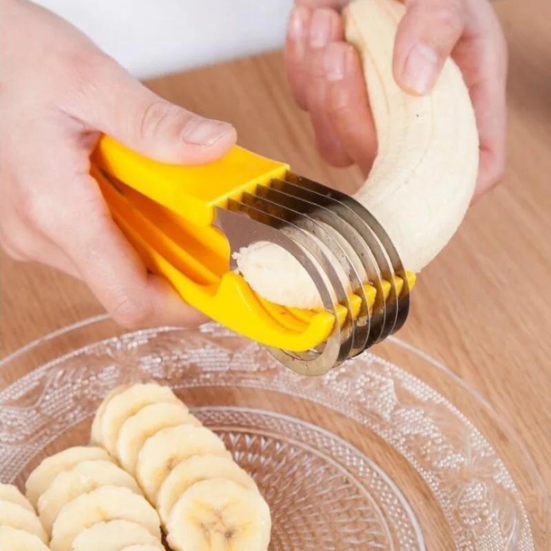 Stainless Steel Banana Slicer, Kitchen Ham Sausage Fruit Slicer, Daily Dining Kitchen, Salad Platter, Ring Cutter, Fruit Slicer