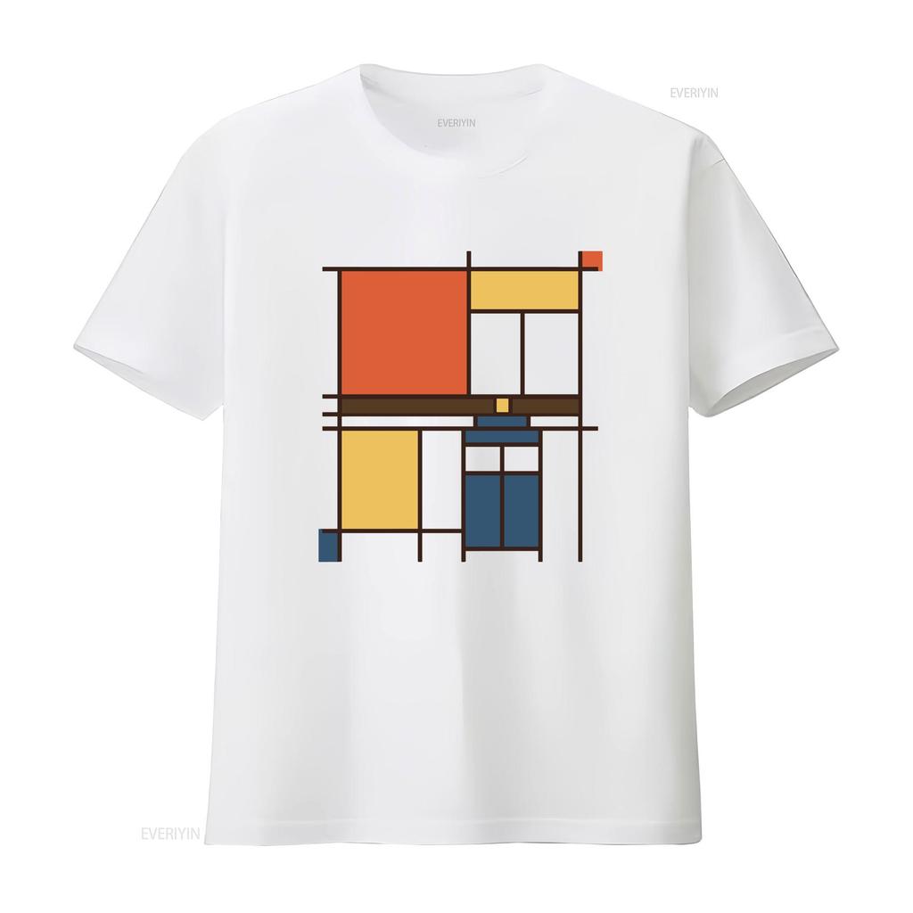 Mondrian Who T Shirt Vintage Top For Everyday Wear Graphic Streetwear Homme Versatile Breathable Comfortable