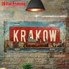 D Flat Vintage Metal License Plate Krakow Aluminum Sign with Historic Polish Cityscape Perfect for Homes Bars Cafes Garages