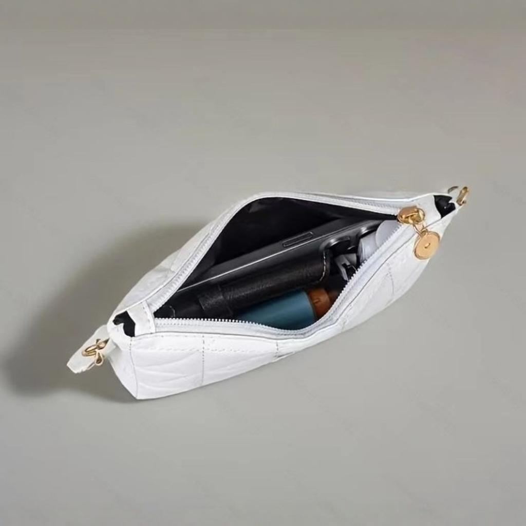 Striped Shoulder/crossbody Handbag, Exquisite Hardware Zipper Closure, Black and White Multifunctional Daily Travel Essential High-quality Bag