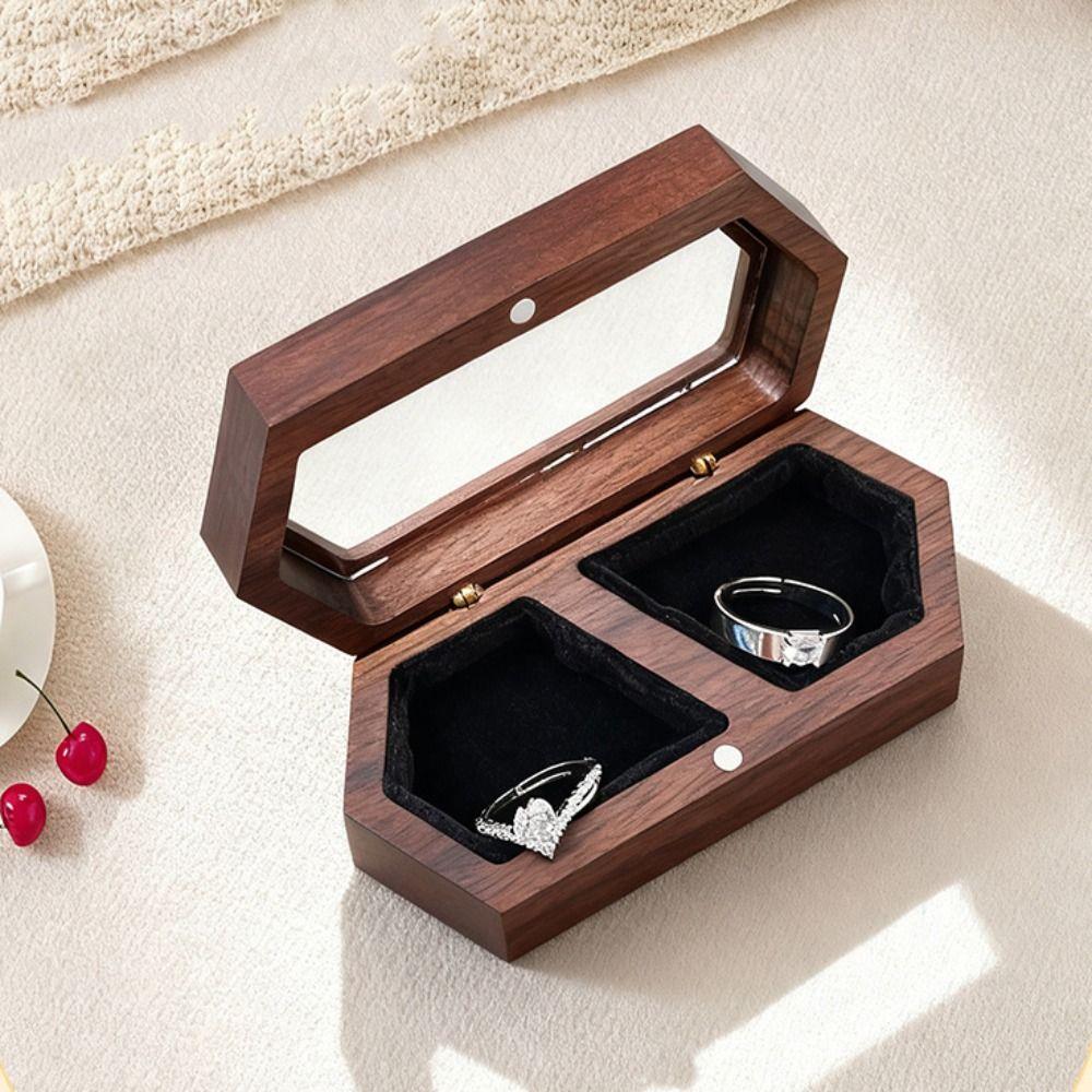 Velvet Rings Bearer Box Luxury Rings Display Case Multi-function Mini Wood Rings Box Gifts