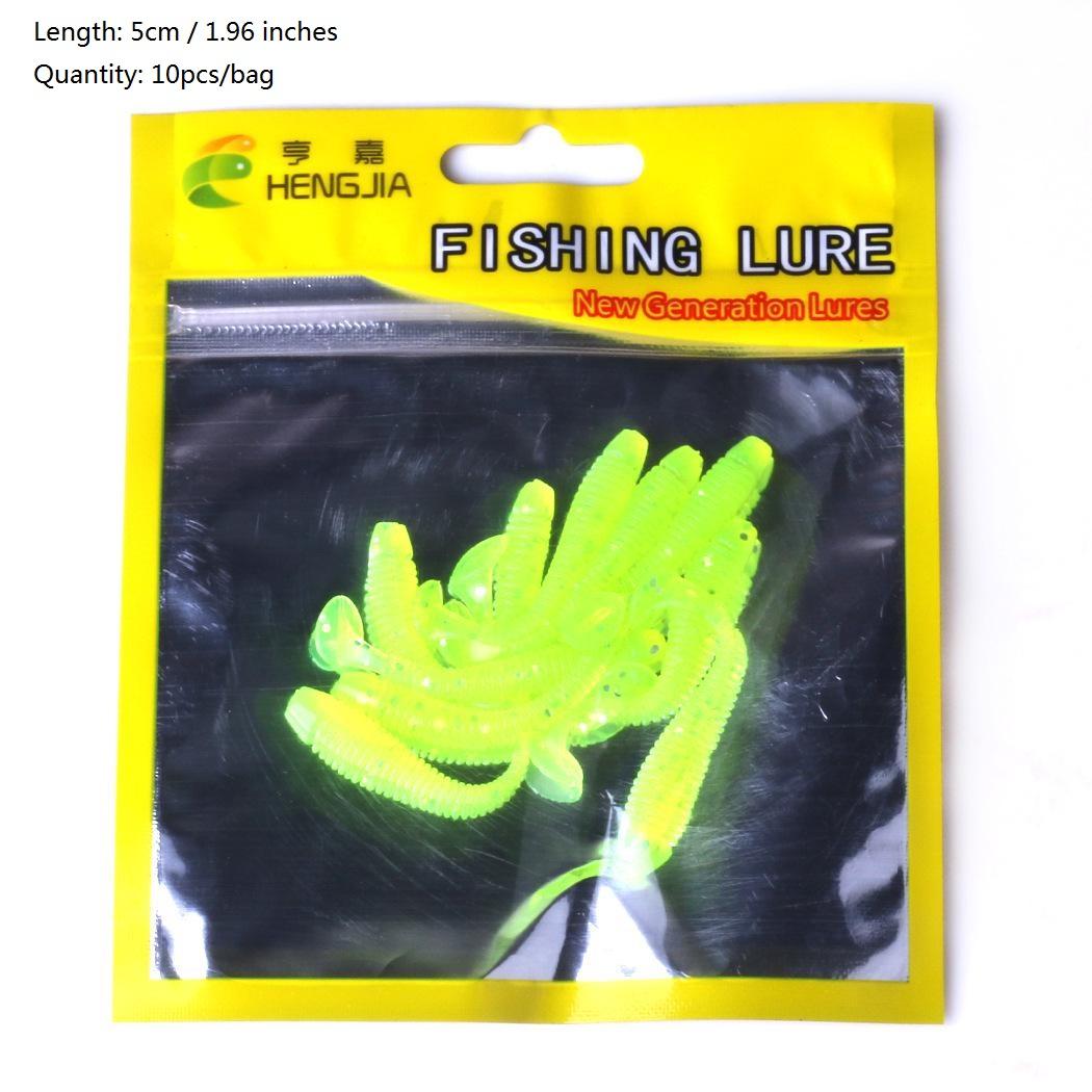 

10 шт. 1,95 дюйма, мини-мягкие личинки, приманка для червей, мягкая силиконовая приманка для червей, свимбейт, окунь, воблер светло-желтого
