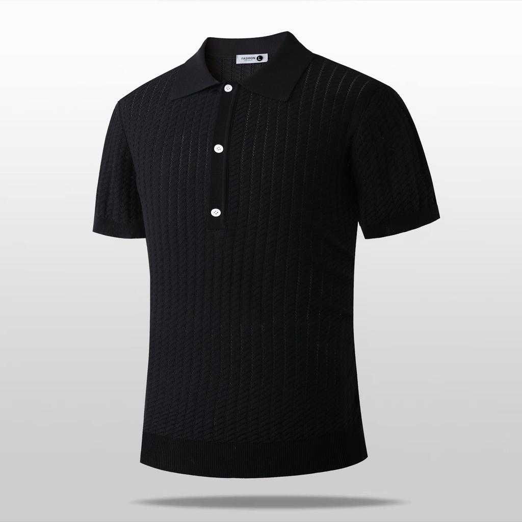 Ice Silk Short-sleeved POLO Shirt For Men, Casual Versatile T-shirt, Polo Shirt, Lapel Knitted Shirt, T-shirt Top