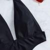 TS JYL-BK028 Solid Halter Bikini, One-Piece Alluring Swimwear For Beach & Pool