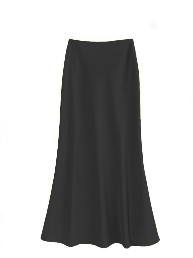 French Elegant Satin Wrap Skirt With Zipper For Womens Office And Formal Wear