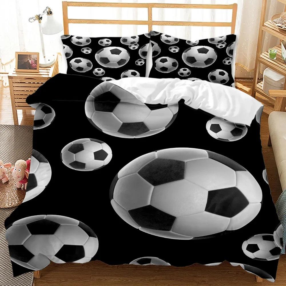 Football Duvet Cover Set Soccer with Fire Abstract Concept Art Design Ball Bedding Set Double Queen King Polyester Qulit Cover