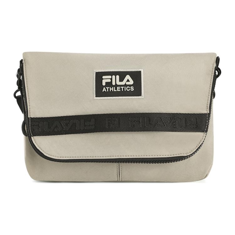FILA Fashion Brand Logo Flap Closure Fabric Shoulder Crossbody Bag Women bags A13W441164FGY Taupe