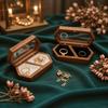 Luxury Mini Wood Rings Box Square Jewelry Organizer Fashion Rings Bearer Box  Gifts