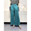Women's Summer Comfortable Casual Loose Straight Pants Solid Color Temperament Commuter Pleated Pants High Waist Wide Leg Pants
