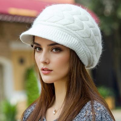Women Knitted Cap Warm Beanie With Brim Camping Ribbed Knit Hats Retro Multiple Options Available