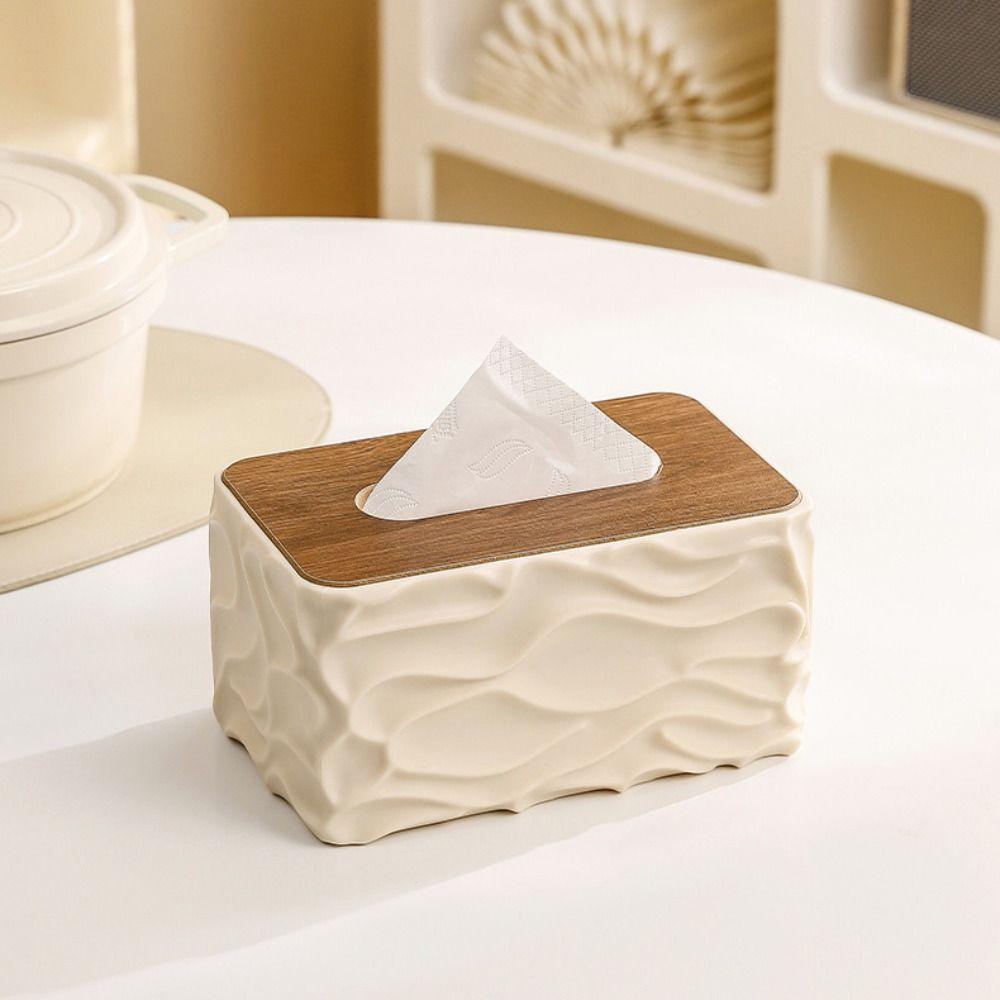 Elegant Tissue Storage Box Ripple Design Minimalist Light Luxury Napkin Holder Large Capacity Anti-slip