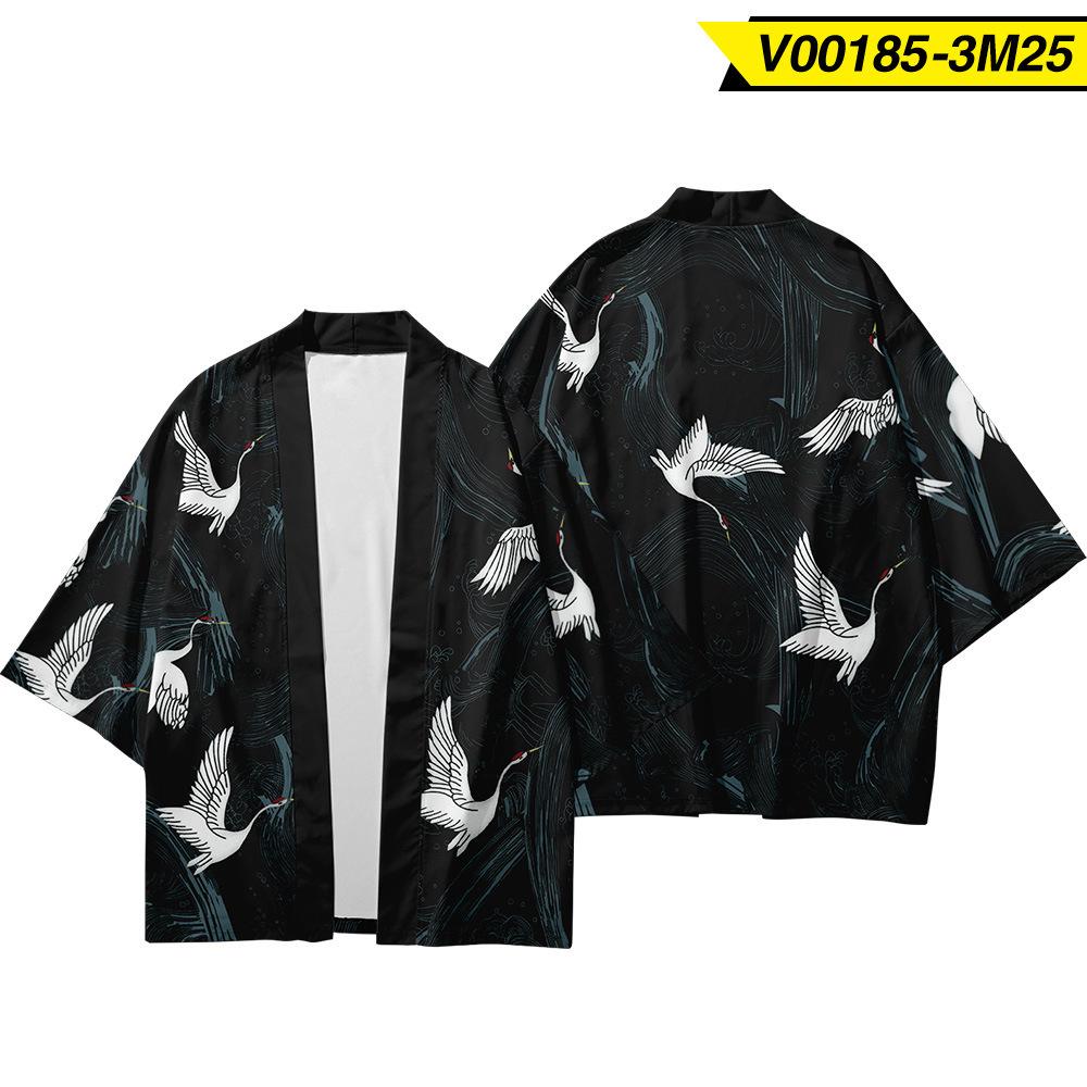 Muži Cosplay Yukata Tops Kalhoty Čínský styl Japonský Street Samurai Harajuku Kimono Suit Cardigan