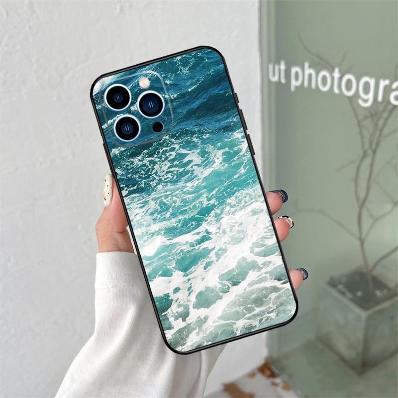 Blue Ocean Waves Sea Silicone Soft Case For iPhone 17 Air 11 14 16 15 Pro Max 12 13 Mini 16 Plus 16e Back Cover