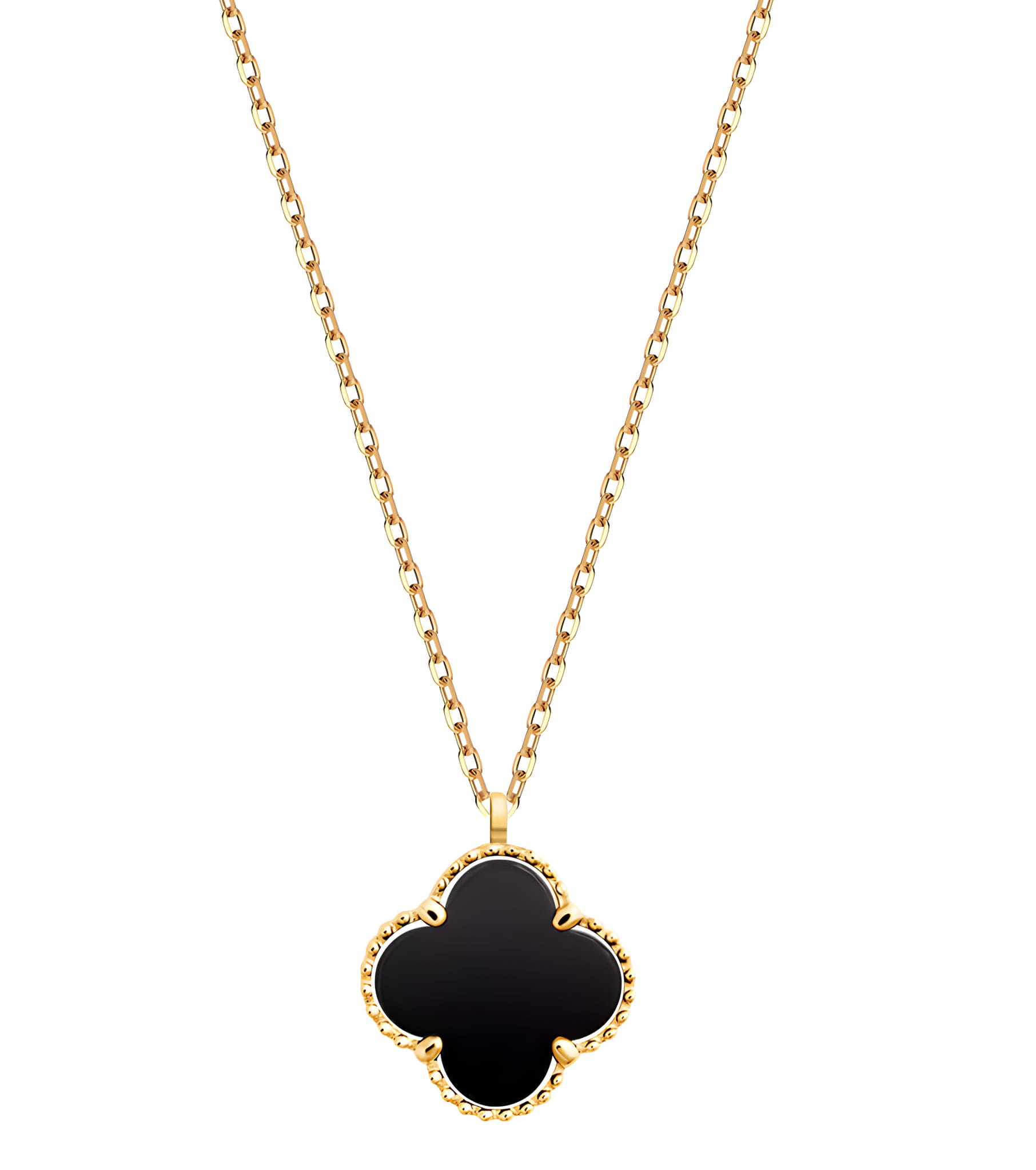 Gold celebrity necklace with a four-leaf