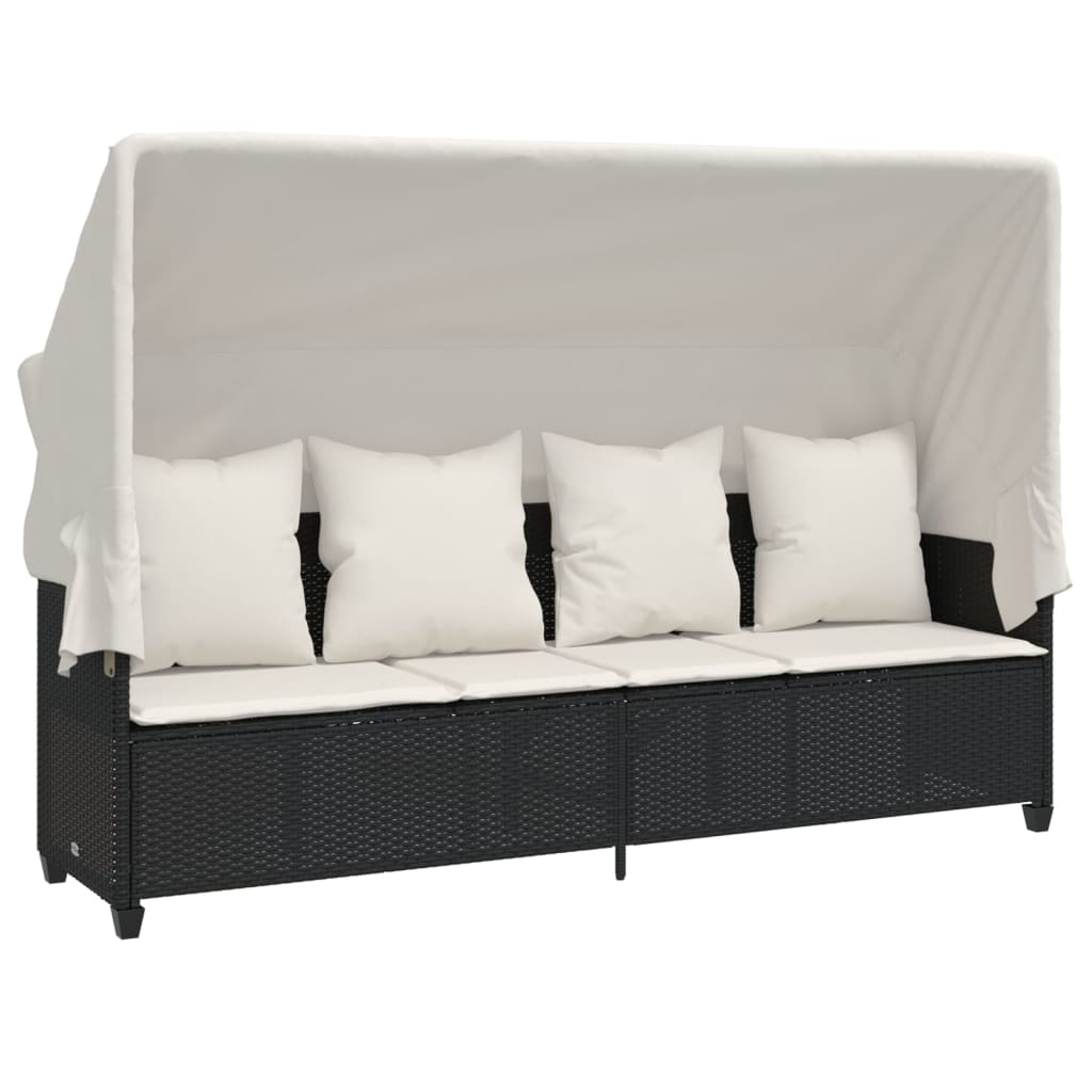 Vidaxl 5-Cz. Garden Lounge Set, Cushions, Black PE Rattan