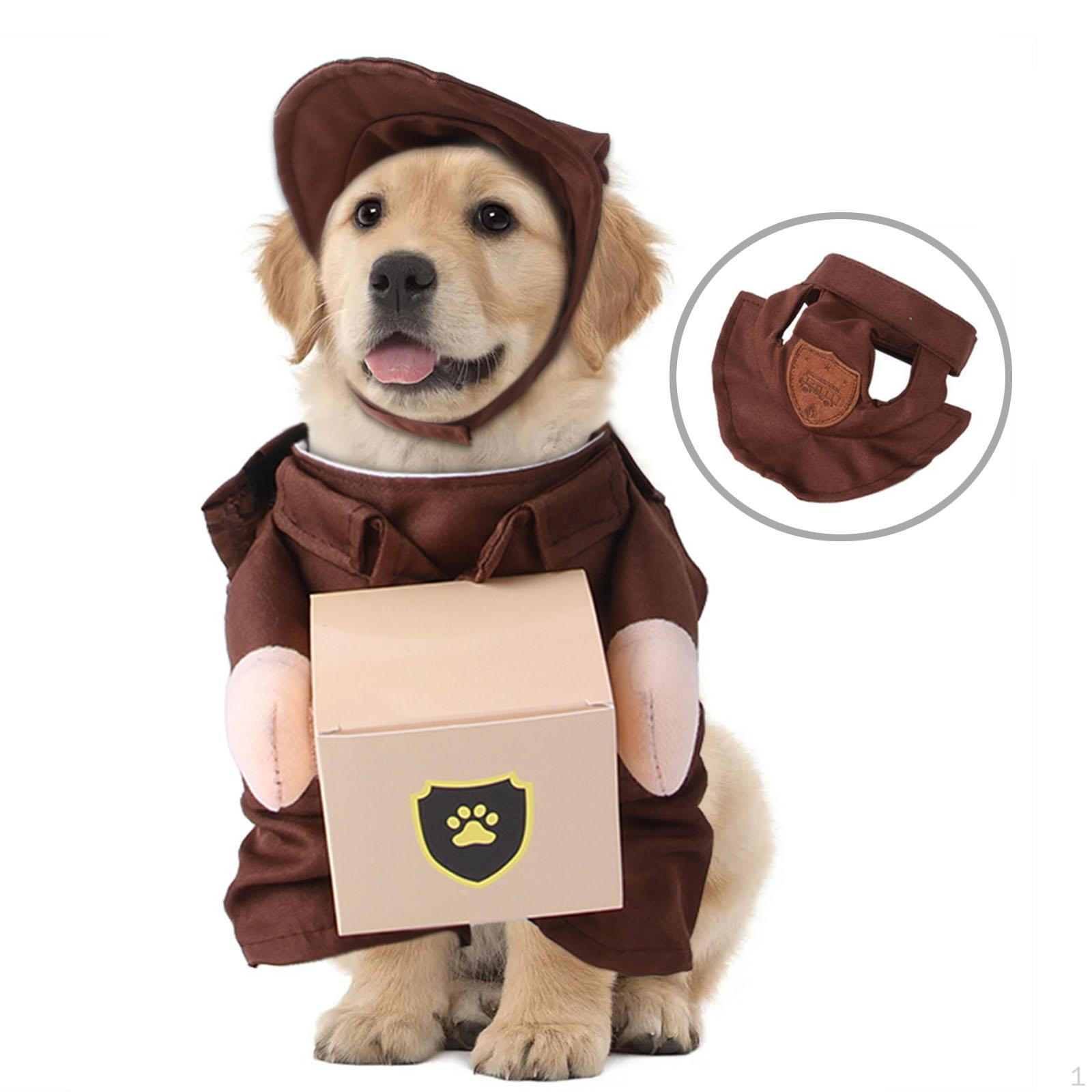 Mail Carrier Dog Costume for Dogs Cats Accessories with Hat Pet Apparel Christmas Halloween Role S