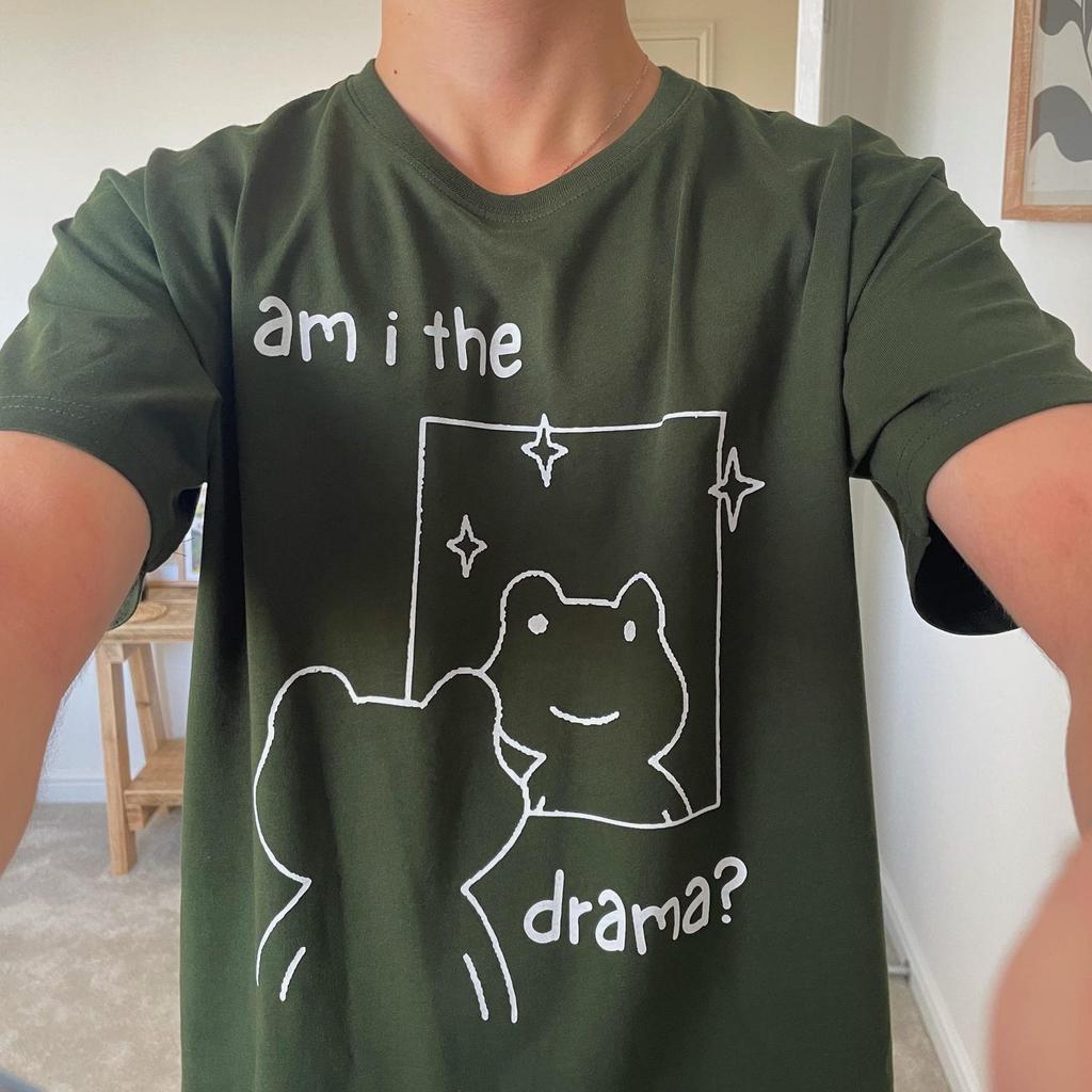 Am I the Drama Frog T-Shirt - Heavy Organic Screen Printed Cotton Tee