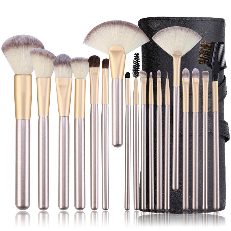 12/18/24 Champagne Makeup Brush Set Persian Hair Loose Powder Blush Brush Horse Hair Eyeshadow Brush Beauty Tool