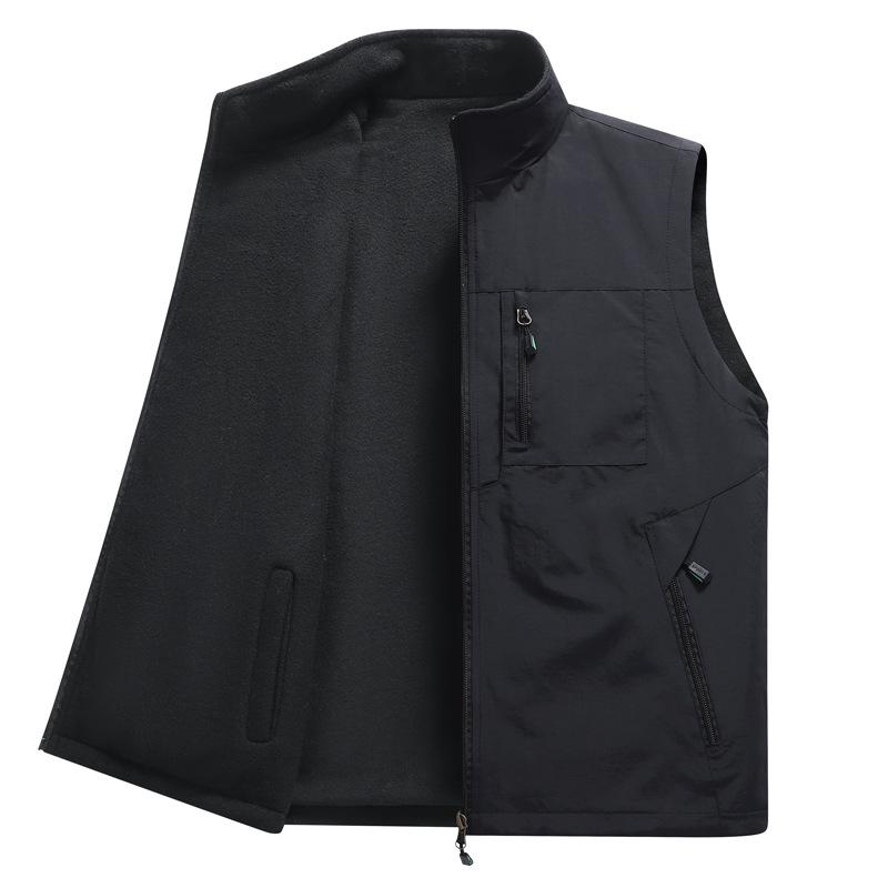 New Autumn and Winter Vest Men's Earthy Outdoor Leisure Middle-aged and Young People Plus Velvet Fishing Vest Vest Horse Clip Sports Jacket Men