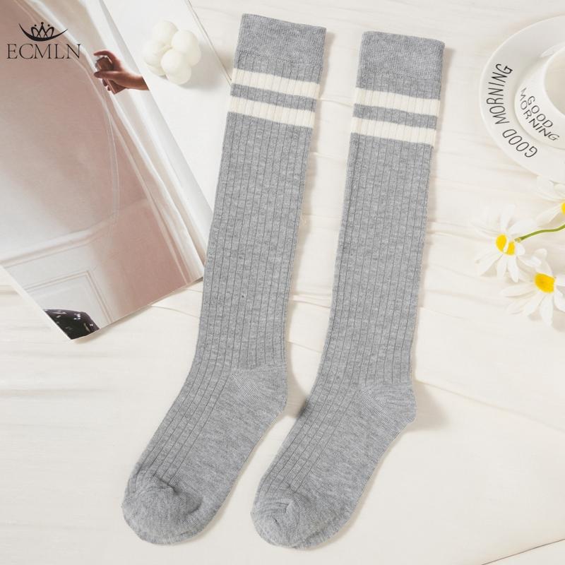 

Женские полосатые носки, гольфы, хлопковые нескользящие, впитывающие пот, длинные носки выше колена для женщин one size серый