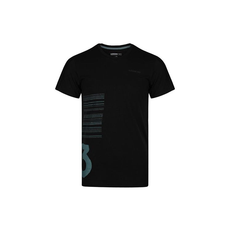 

Adidas Neo Graphic Print Crew Neck T-Shirt Men Tops Black DU2416 M