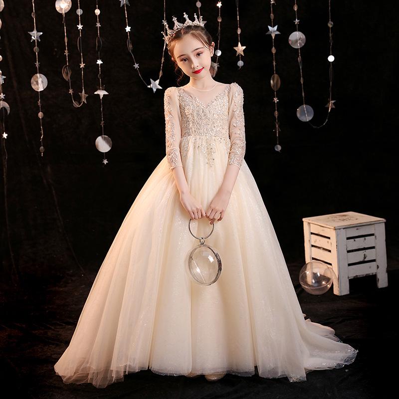 Children’s Puffy Tulle Flower Girl Princess Dress for Evening & Piano Performance