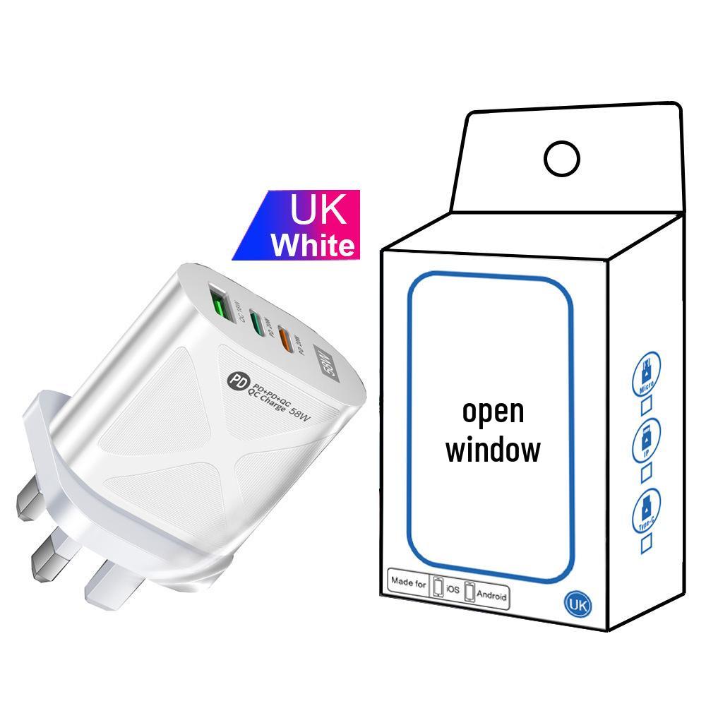 58W Dual Fast Charger with 2PD + QC3.0 - EU, US, UK, KR, AU Plug Options