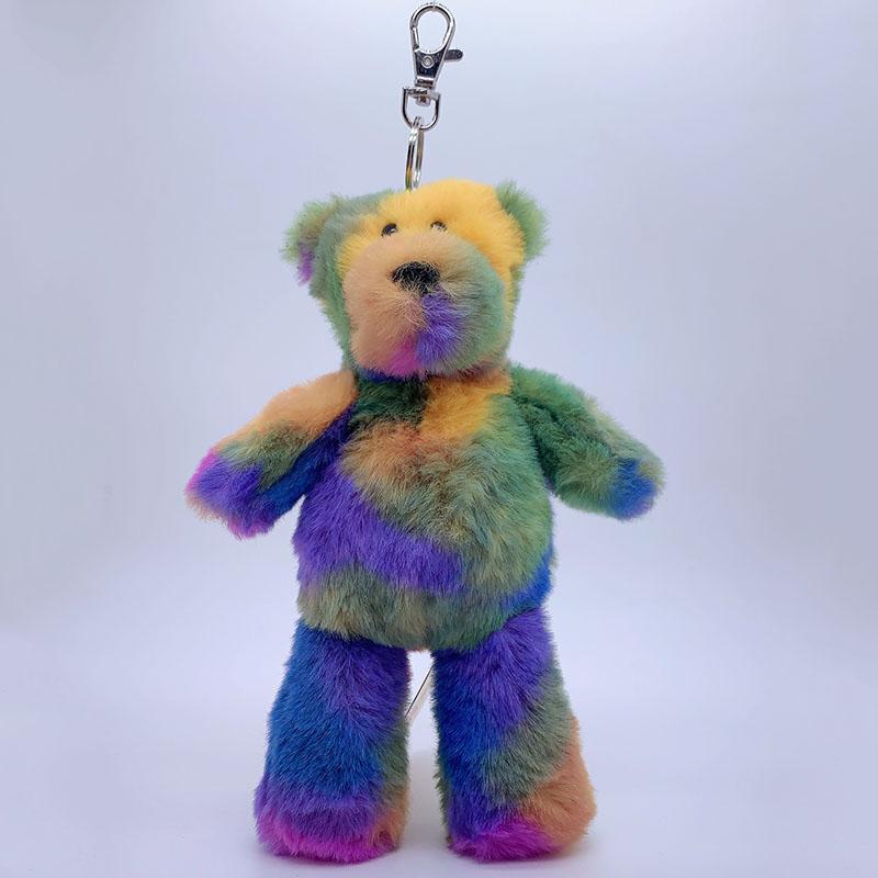 24Pcs 20Cm Pink Stuffed Rabbit Doll Toys Bear Keychain Plush Toys Rainbow Rabbit Toy Bag Pendant Soft Animals Schoolbag Pendant