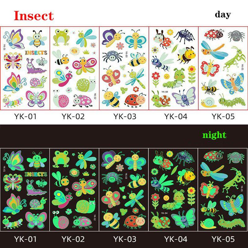 Tattoo Cartoon Glowinthedark Stickers Waterproof Sweatproof Animal Stickers Insects